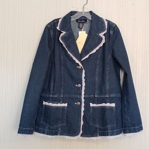 Denim & Co. Denim & Lace Jacket,  Sz Medium